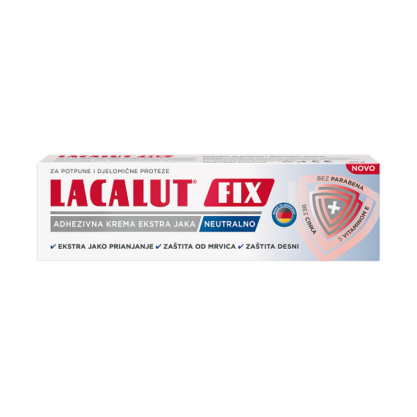 Lacalut Fix adhezivna krema za proteze ekstra jaka - neutralna 40g