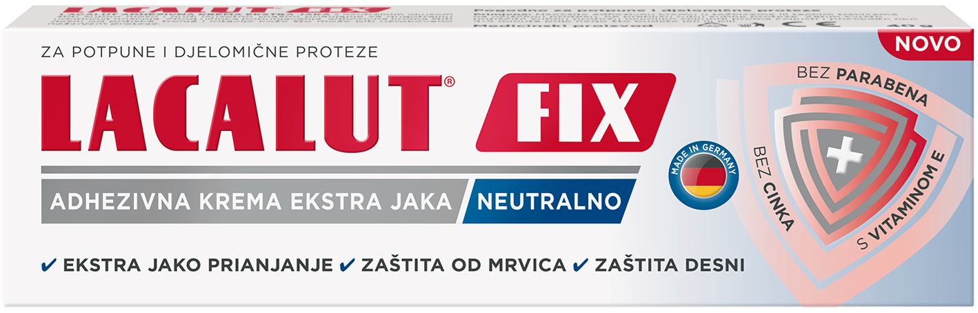 Lacalut Fix adhezivna krema za proteze ekstra jaka - neutralna 40g